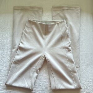 BONE RIBBED LULULEMON FLARE ZIP LEGGINGS